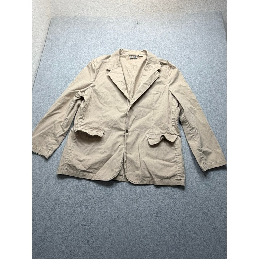 Stamp 10 Authentic Mens Tan Khaki Cotton Twill 2 Button Blazer Sport Coat XL